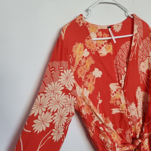 Free People Midi Dress S Floral Cottagecore Farmhouse Romantic‎ Feminine Boho - Picture 5 of 9